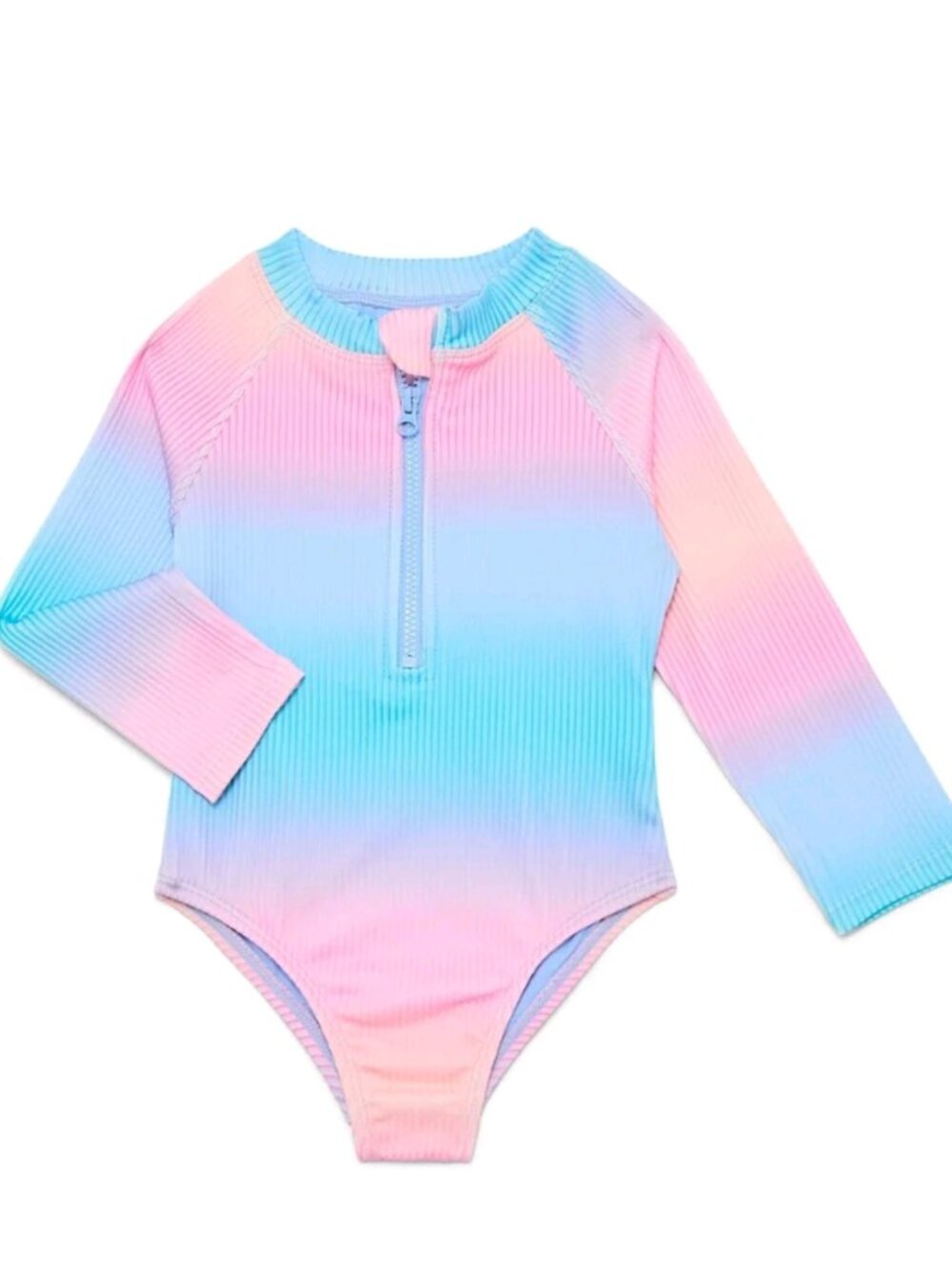 LONG SLEEVE ZIP RASHGUARD ONE PIECE RAINBOW SWIMSUIT